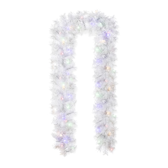 Glitzhome® 9ft Pre-Lit Snow Flocked White Pine Christmas Garland with Timer | 108" x 10" x 10" | Michaels®